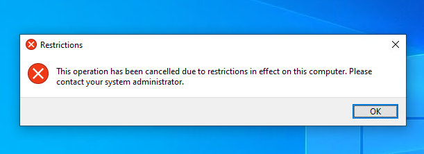Control Panel Blocked